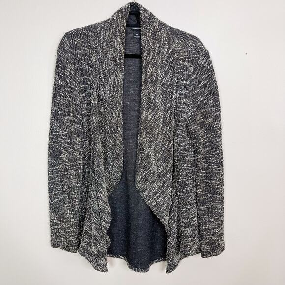 Club Monaco Kiki Textured Drape Front Cardigan Sweater Gray Black Small S Womens - Picture 1 of 10